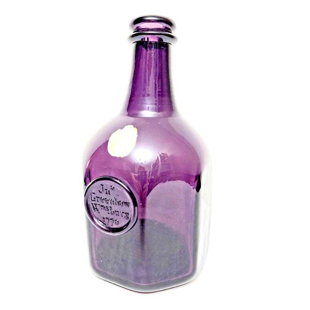 Blenko Handblown Glass Jn o Greenhow Wmsburg 1770 Purple Bottle W/SEAL &…